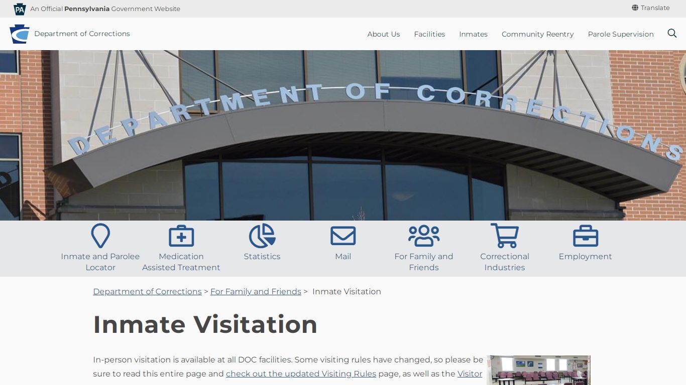 Inmate Visitation - Department of Corrections